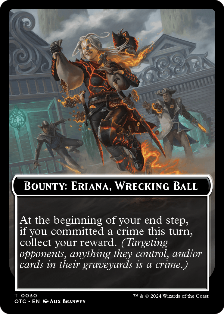 Bounty: Eriana, Wrecking Ball // Wanted! (TOTC-030) [Outlaws of Thunder Junction Commander Tokens] Foil