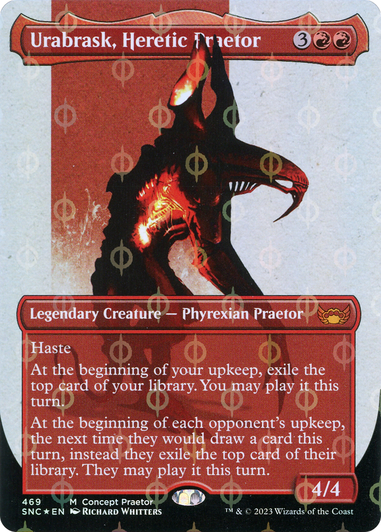 Urabrask, Heretic Praetor (Concept Praetor) (Step-And-Compleat Foil) (ONE-469) (Borderless) [Streets of New Capenna] Foil