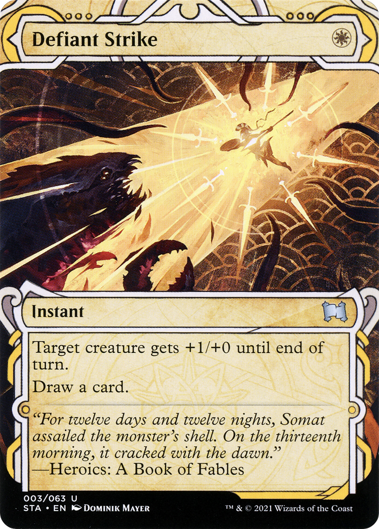 Defiant Strike (STA-003) (Showcase) (Borderless) [Strixhaven Mystical Archive]