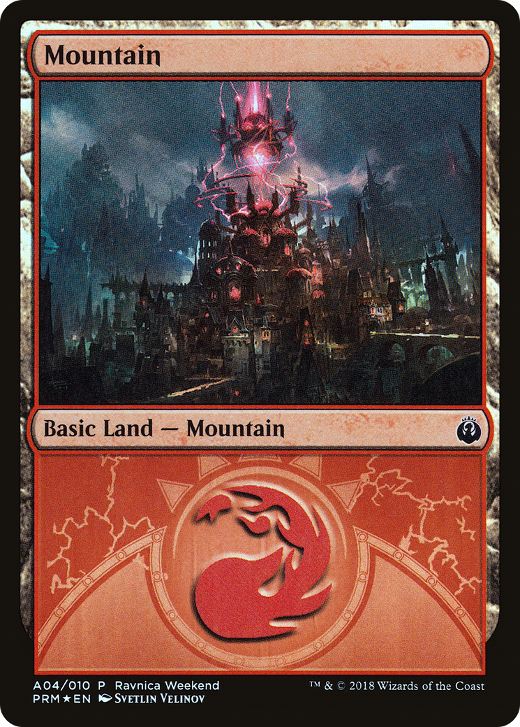 Mountain - Izzet (A04) (LARP-004) [GRN Ravnica Weekend] Foil