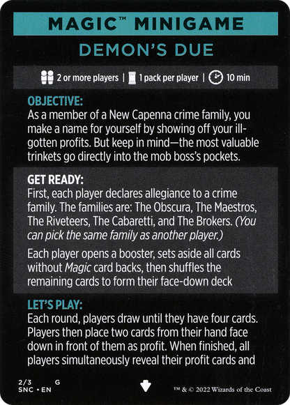 Demon's Due (minigame) // Demon's Due (cont'd) (MSNC-002) [Streets of New Capenna Minigames]