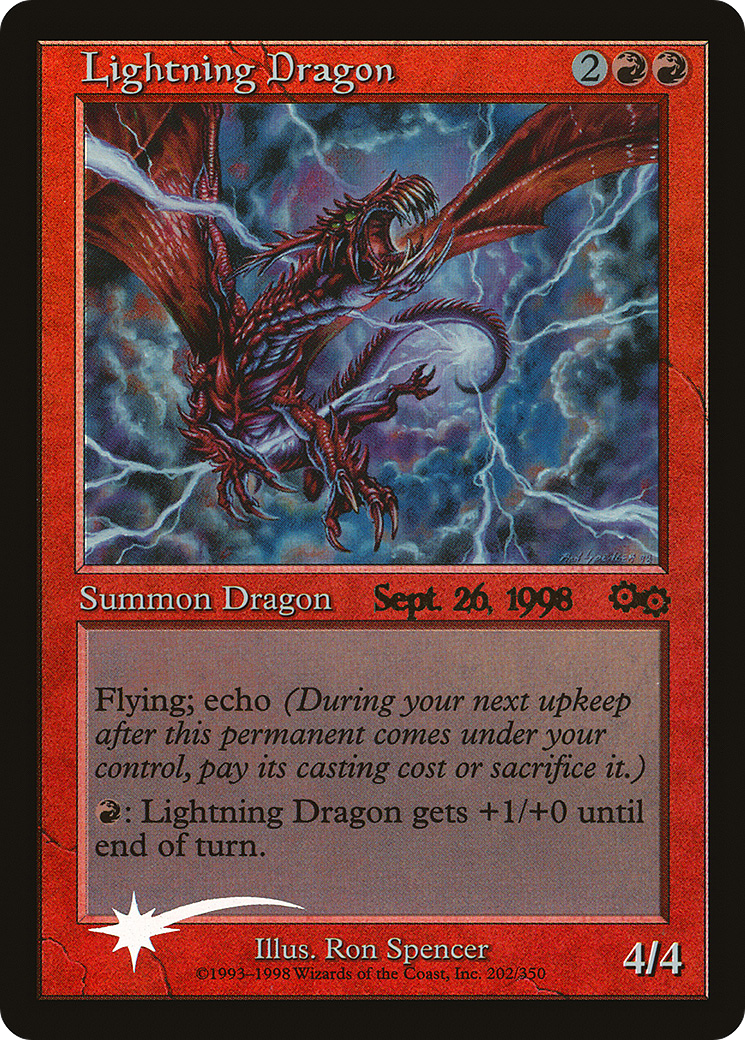 Lightning Dragon (PRE-004) [Urza's Saga Promos] Foil