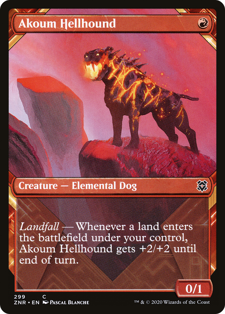 Akoum Hellhound (Showcase) (ZNR-299) [Zendikar Rising] Foil