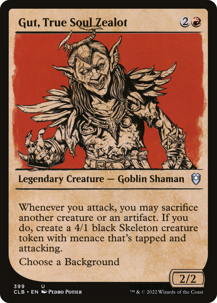 Gut, True Soul Zealot (Showcase) (CLB-399) [Commander Legends: Battle for Baldur's Gate] Foil