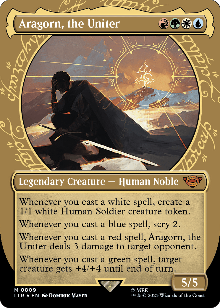 Aragorn, the Uniter (Showcase) (Surge Foil) (LTR-809) (Borderless) [The Lord of the Rings: Tales of Middle-earth] Foil