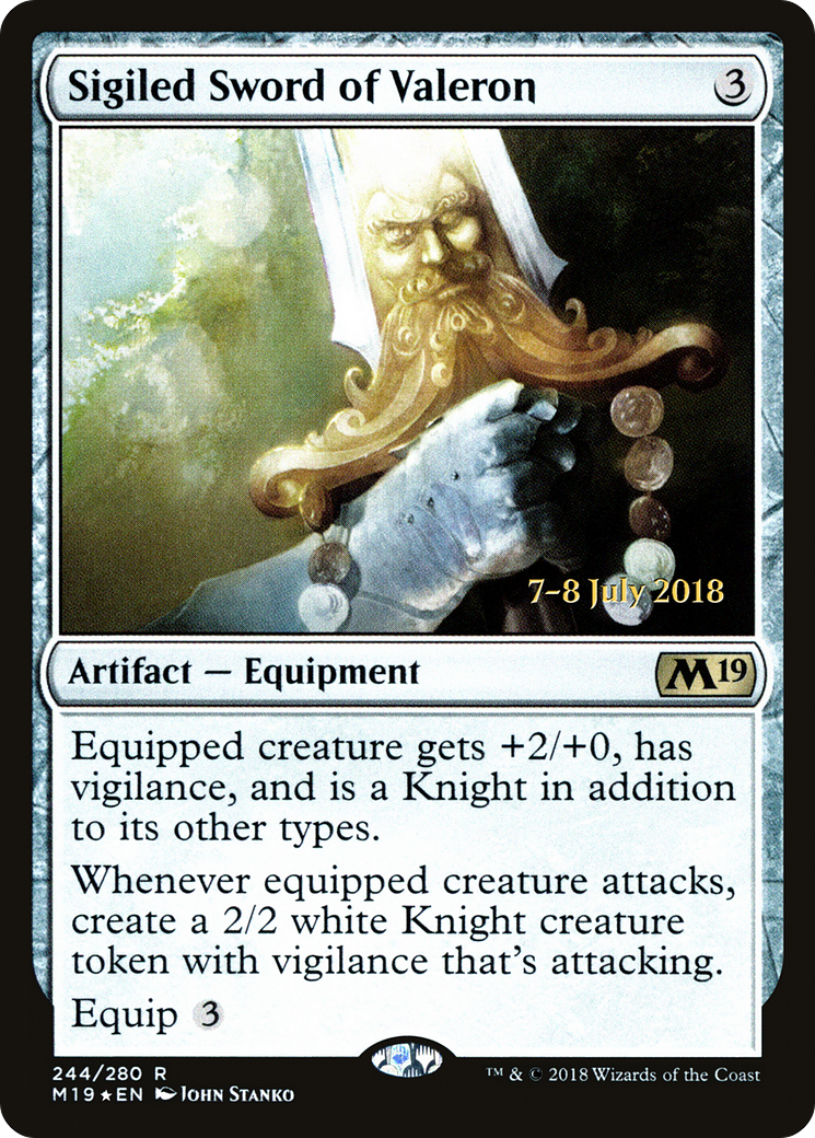 Sigiled Sword of Valeron (PRE-244S) [Core Set 2019 Promos] Foil