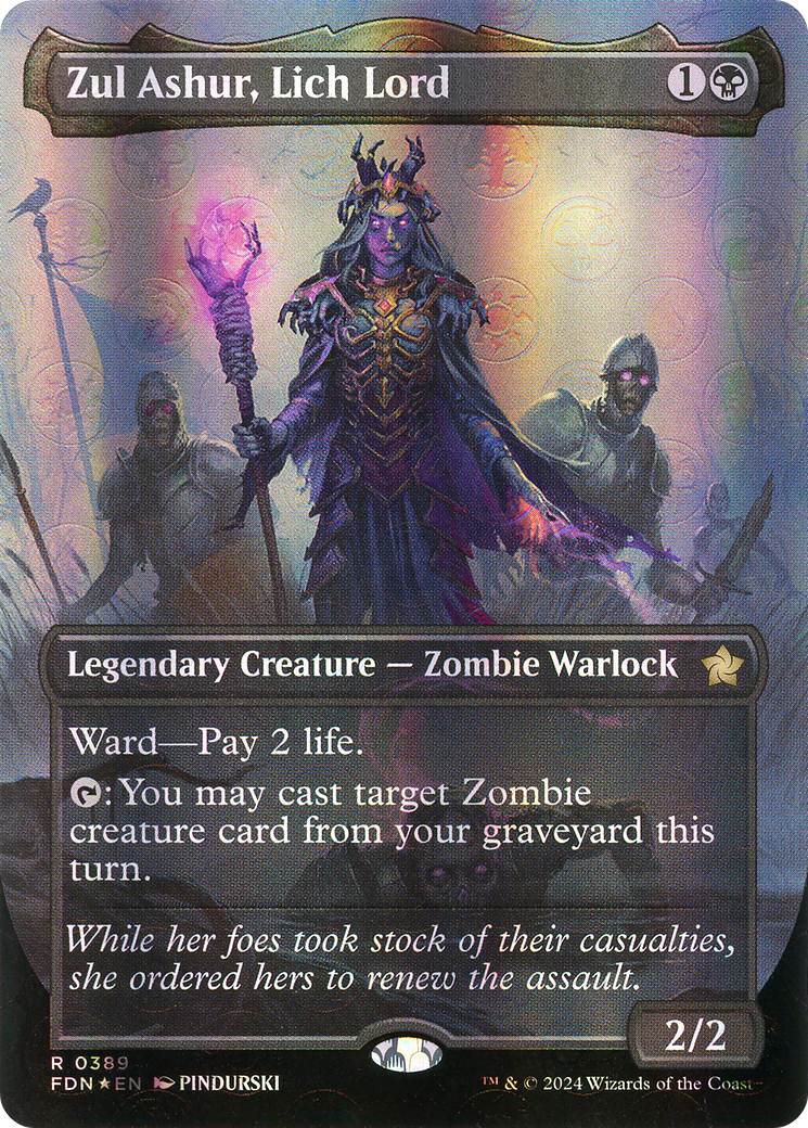 Zul Ashur, Lich Lord (Borderless) (Mana Foil) (FDN-389) [Foundations] Foil