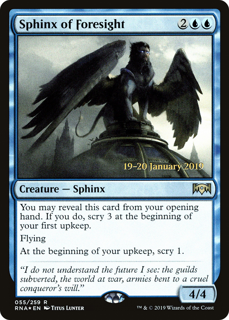 Sphinx of Foresight (PRE-55S) [Ravnica Allegiance Promos] Foil