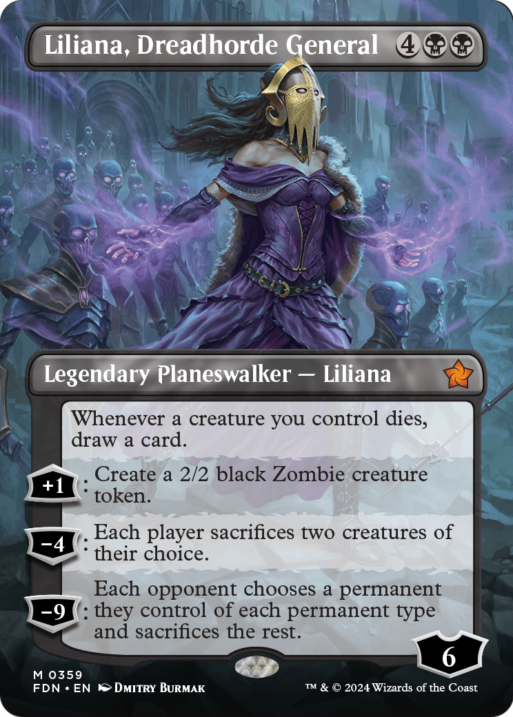 Liliana, Dreadhorde General (Borderless) (FDN-359) [Foundations] Foil