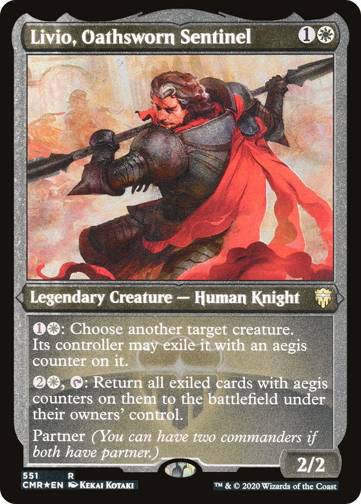Livio, Oathsworn Sentinel (Foil Etched) (CMR-551) [Commander Legends] Foil