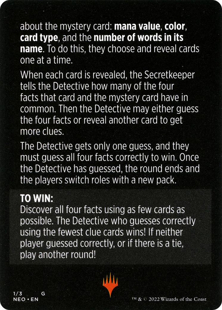 Booster Sleuth // Booster Sleuth (cont'd) (MNEO-001) [Kamigawa: Neon Dynasty Minigames]