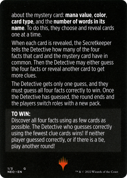 Booster Sleuth // Booster Sleuth (cont'd) (MNEO-001) [Kamigawa: Neon Dynasty Minigames]