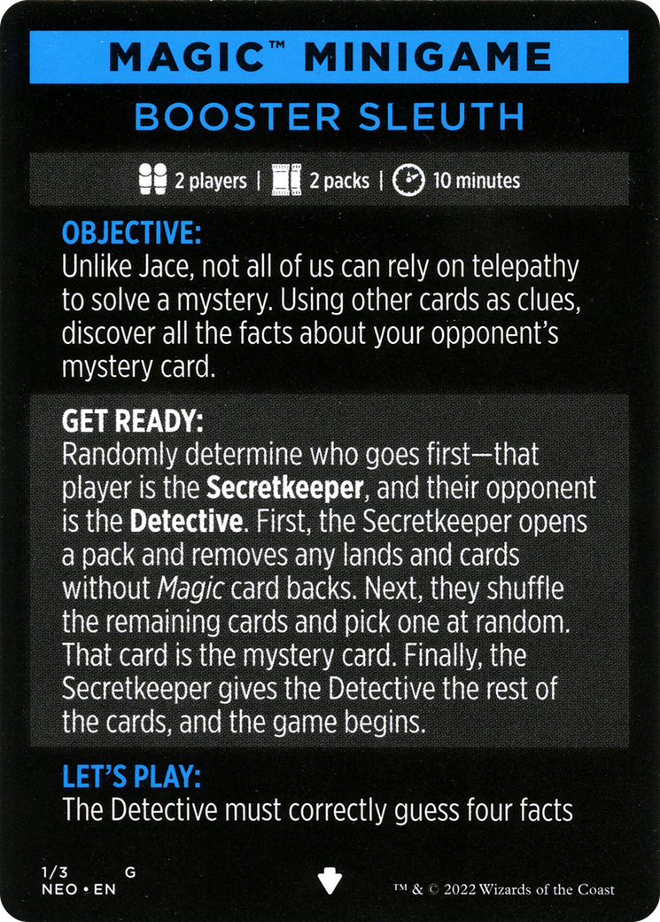 Booster Sleuth // Booster Sleuth (cont'd) (MNEO-001) [Kamigawa: Neon Dynasty Minigames]