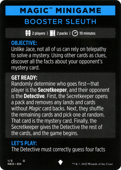Booster Sleuth // Booster Sleuth (cont'd) (MNEO-001) [Kamigawa: Neon Dynasty Minigames] Foil
