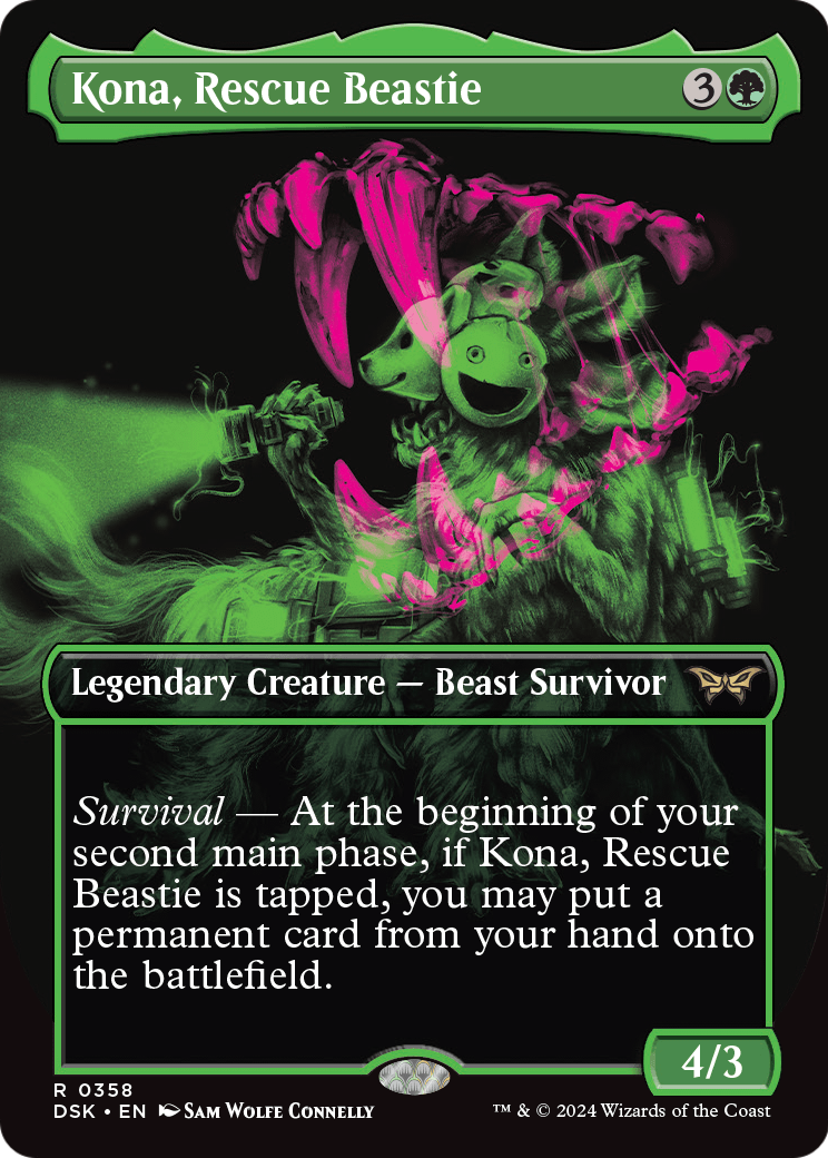 Kona, Rescue Beastie (Showcase) (DSK-358) (Borderless) [Duskmourn: House of Horror] Foil