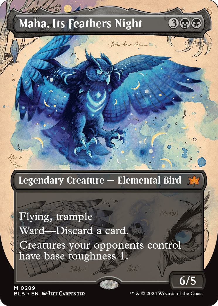 Maha, Its Feather Night (Borderless) (BLB-289) (Showcase) [Bloomburrow] Foil