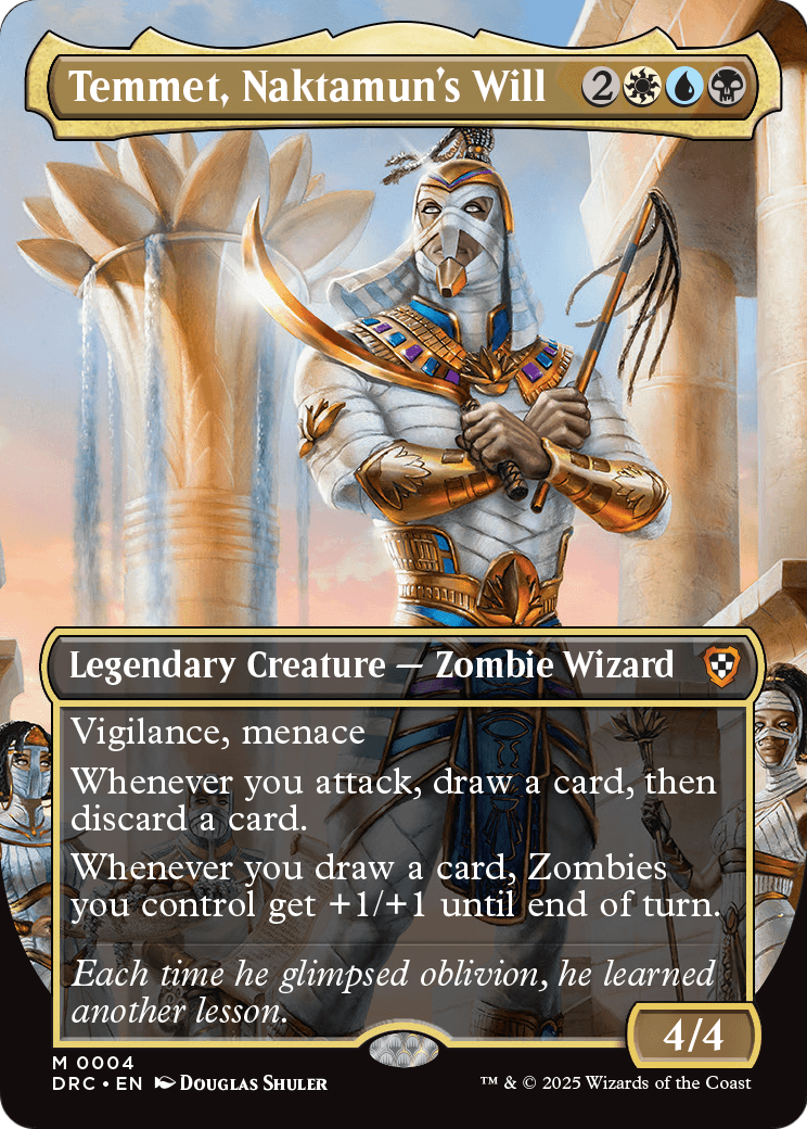 Temmet, Naktamun's Will (Borderless) (DRC-004) [Commander: Aetherdrift] Foil