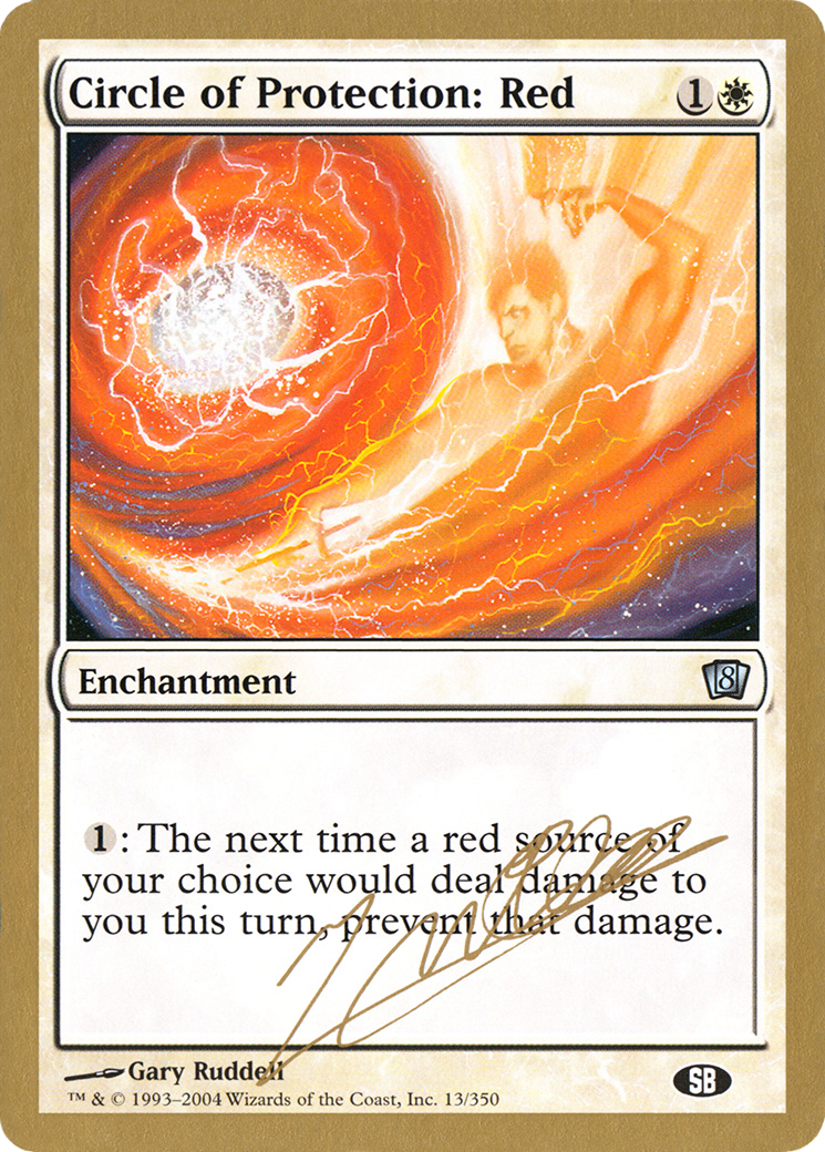 Circle of Protection: Red - 2004 Julien Nuijten (8ED) (SB) [World Championship Decks 2004]