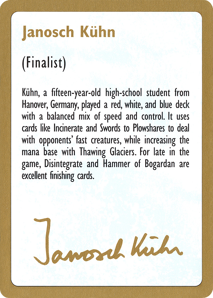 1997 Janosch Kuhn Biography Card [World Championship Decks 1997]