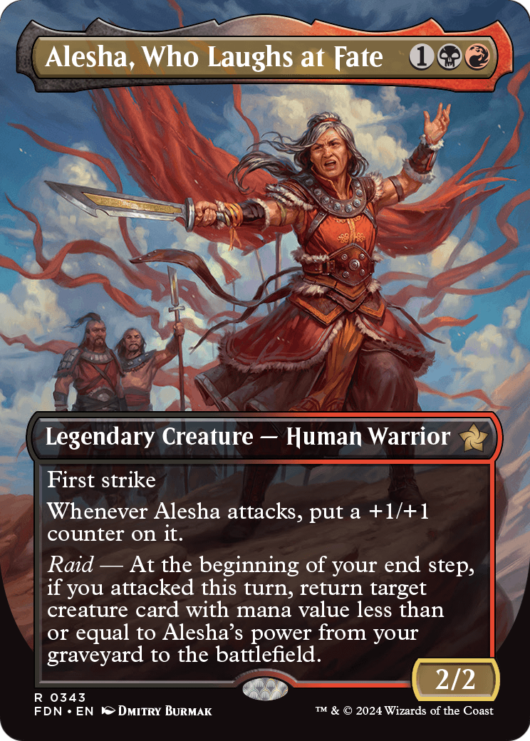 Alesha, Who Laughs at Fate (Borderless) (FDN-343) [Foundations] Foil