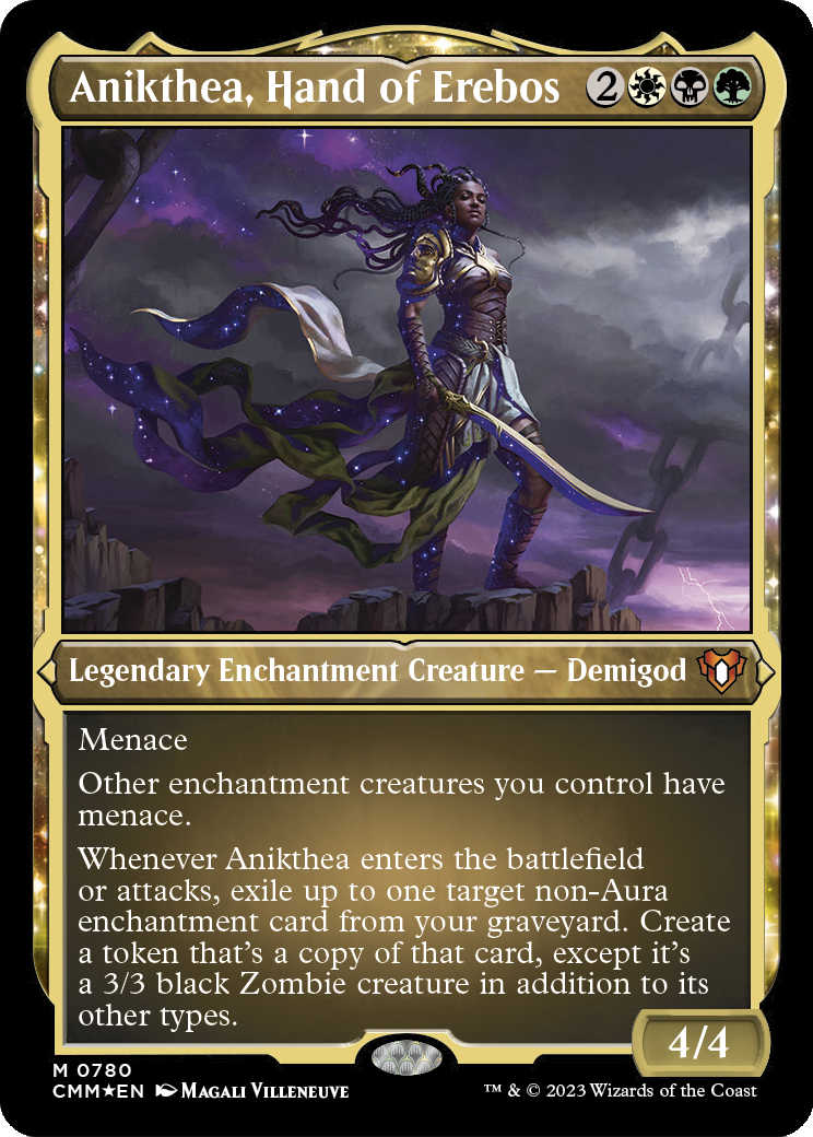 Anikthea, Hand of Erebos (Display Commander) (Foil Etched) - Thick Stock (CMM-780) [Commander Masters] Foil