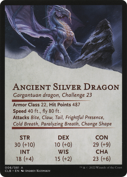 Ancient Silver Dragon // Ancient Silver Dragon (ACLB-006) (Borderless) [Battle for Baldur's Gate Art Series] Foil