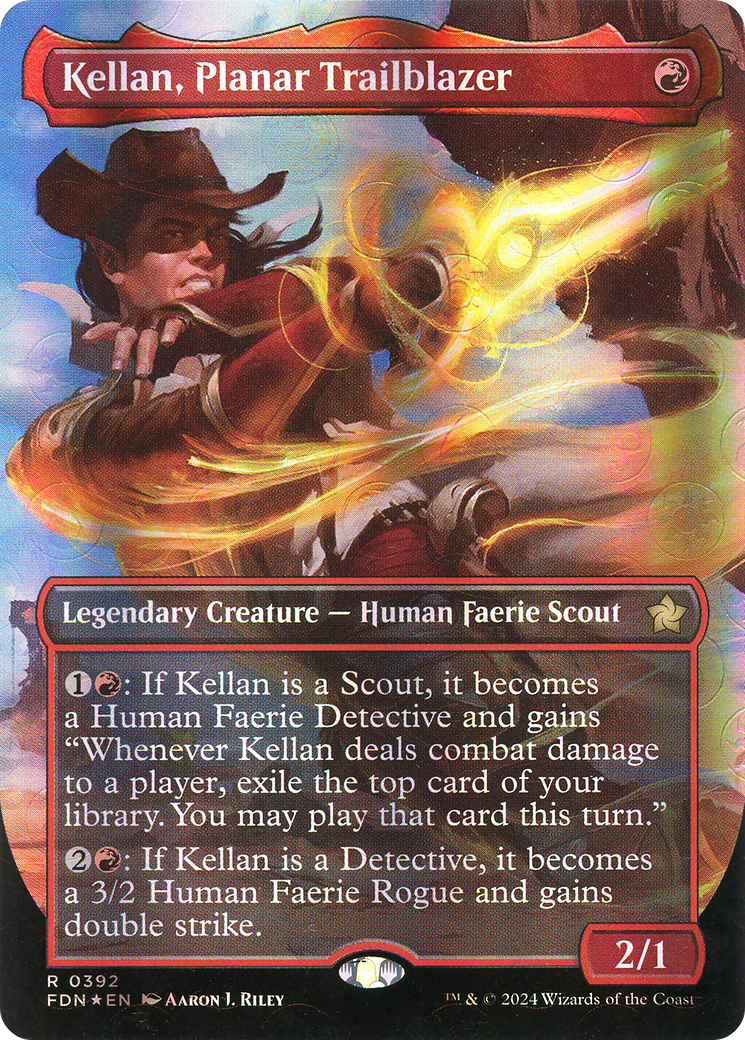 Kellan, Planar Trailblazer (Borderless) (Mana Foil) (FDN-392) [Foundations] Foil