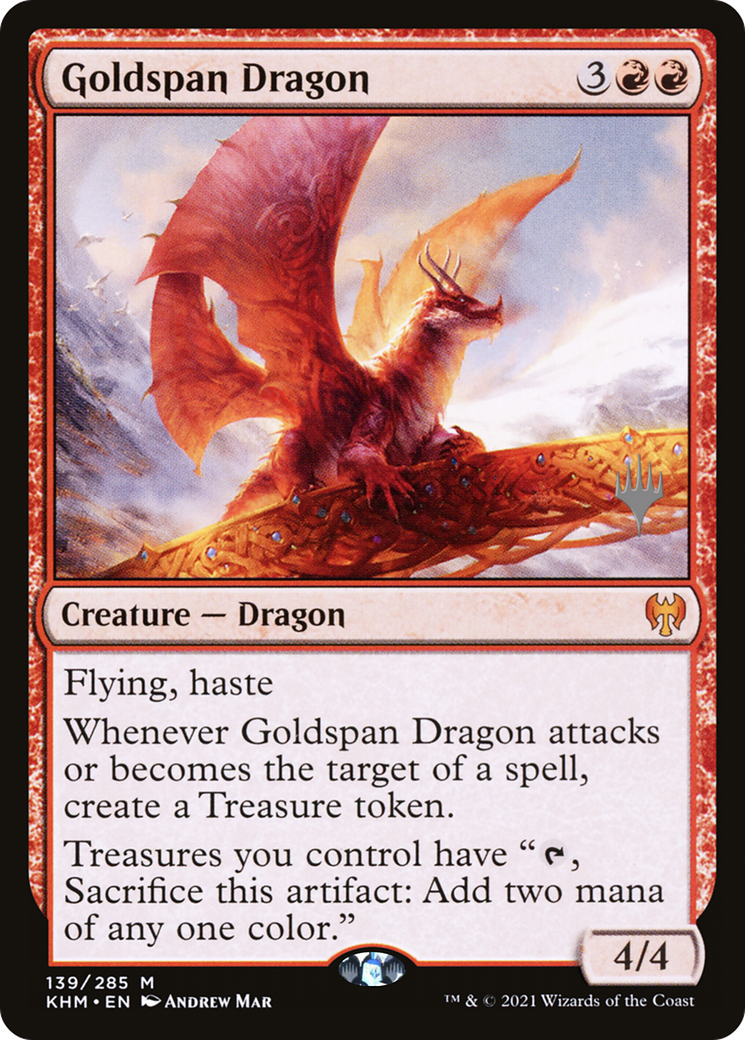 Goldspan Dragon (PPKHM-139) [Promo Pack: Kaldheim Promos] Foil