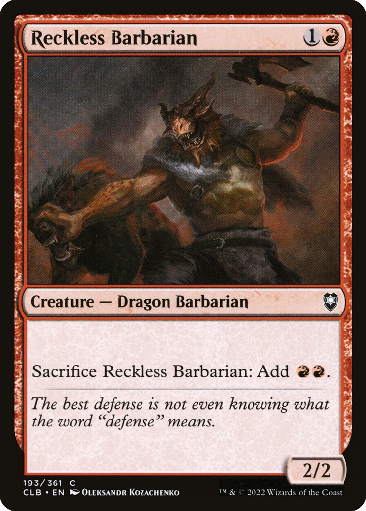 Reckless Barbarian (CLB-193) [Commander Legends: Battle for Baldur's Gate] Foil