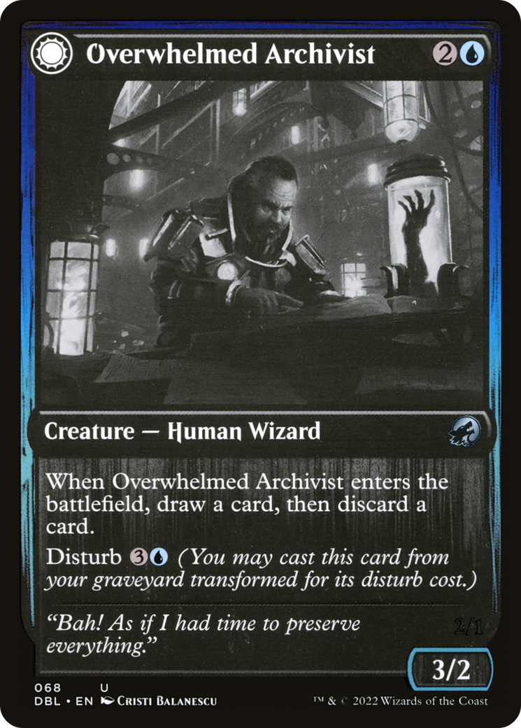 Overwhelmed Archivist (DBL-068) [Innistrad: Double Feature] Foil