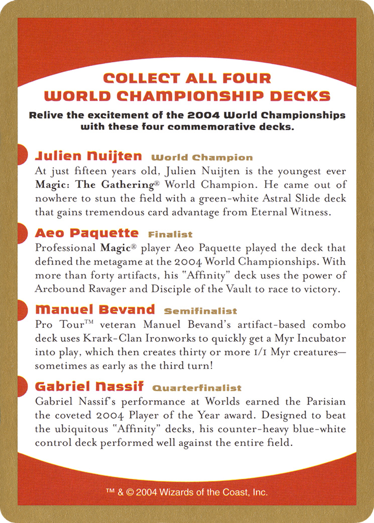2004 World Championship Advertisement Card [World Championship Decks 2004]