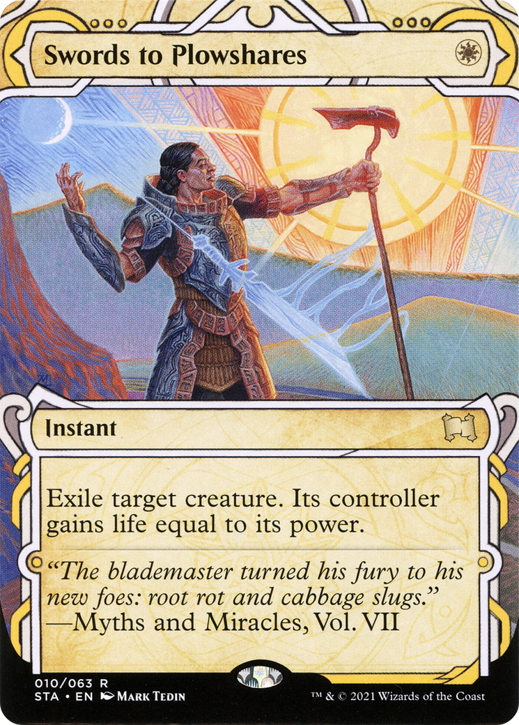 Swords to Plowshares (STA-010) (Showcase) (Borderless) [Strixhaven Mystical Archive] Foil