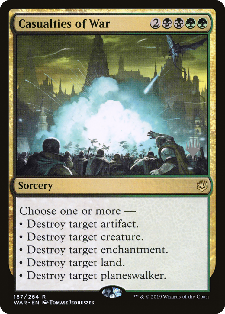 Casualties of War (PPZNR-187) [Promo Pack: War of the Spark Promos] Foil