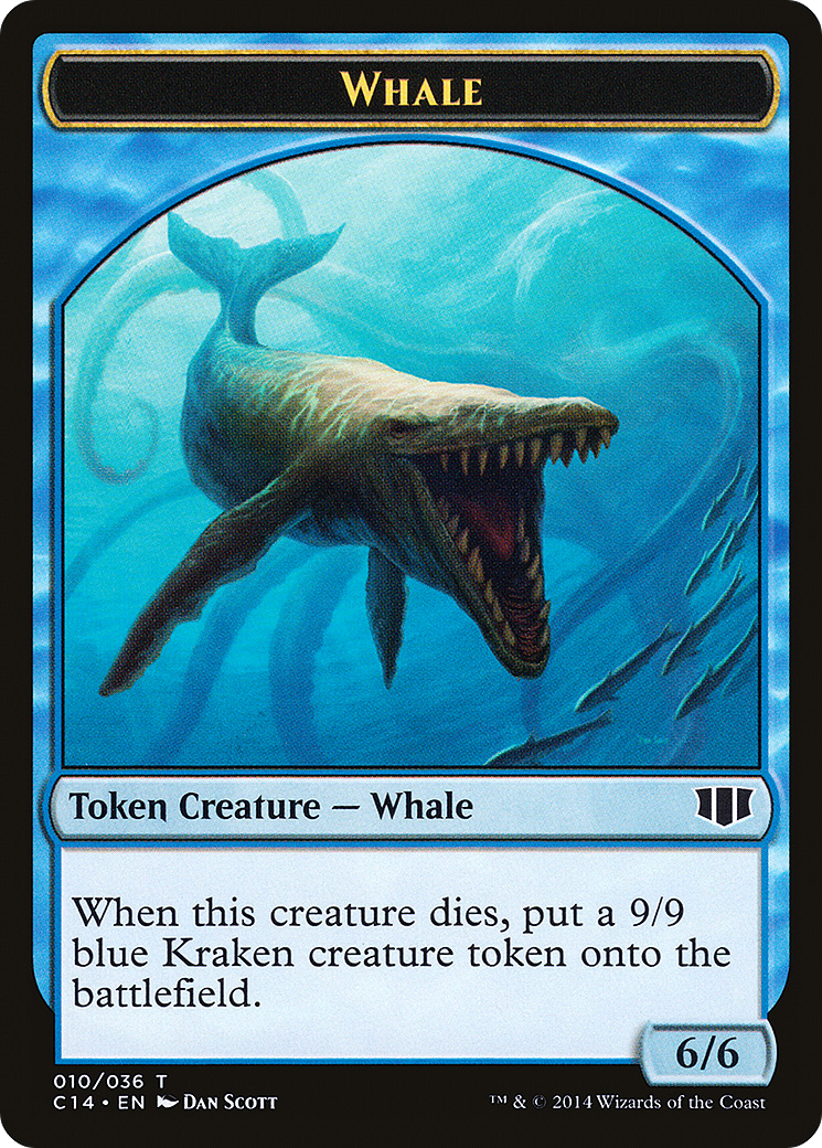 Whale // Zombie (Blue) Double-sided Token (C14-10 // 11) [Commander 2014 Tokens]
