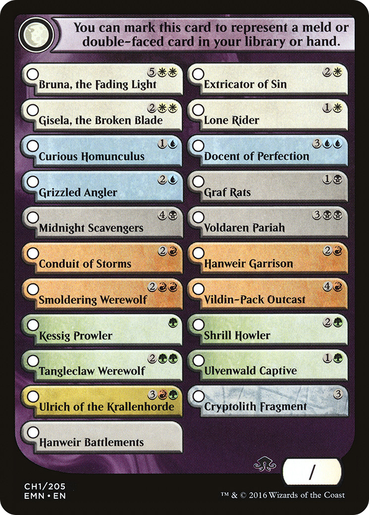 Checklist Card - Eldritch Moon (EMN-CH1) [Eldritch Moon Tokens]