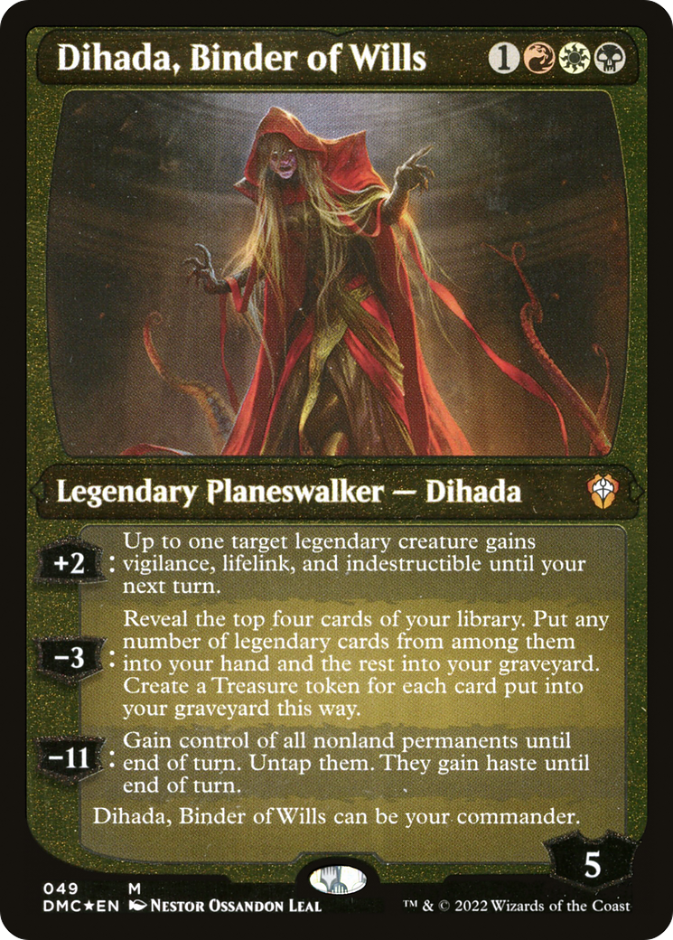 Dihada, Binder of Wills (Display Commander) - Thick Stock (DMC-049) [Dominaria United Commander] Foil