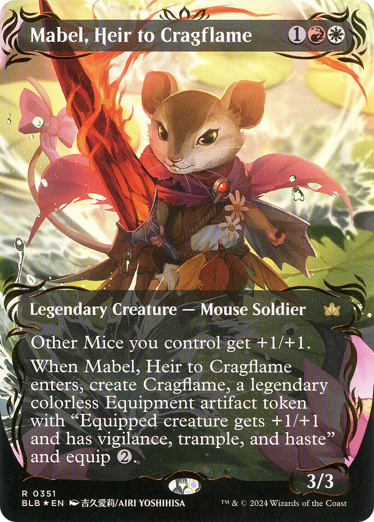 Mabel, Heir to Cragflame (Borderless) (Raised Foil) (BLB-351) (Showcase) [Bloomburrow] Foil
