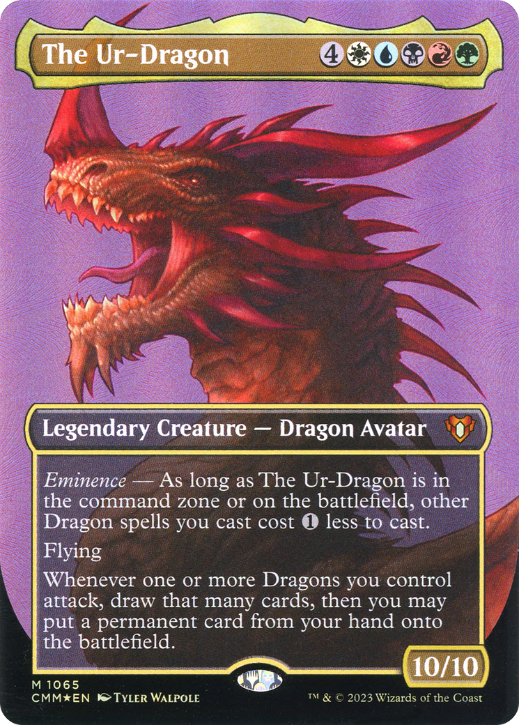 The Ur-Dragon (Textured Foil) (CMM-1065) (Borderless) [Commander Masters] Foil