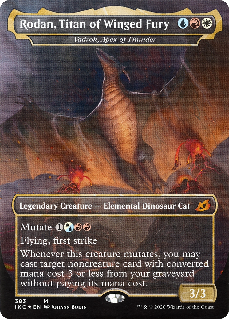 Rodan, Titan of Winged Fury - Vadrok, Apex of Thunder (IKO-383) (Borderless) [Ikoria: Lair of Behemoths] Foil
