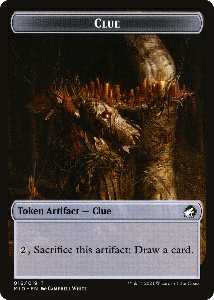 Clue (TMID-016) [Innistrad: Midnight Hunt Tokens] Foil