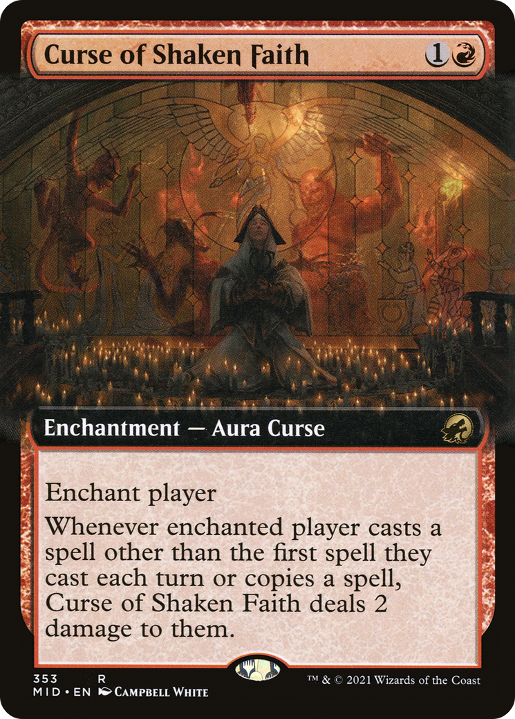 Curse of Shaken Faith (Extended Art) (MID-353) [Innistrad: Midnight Hunt] Foil