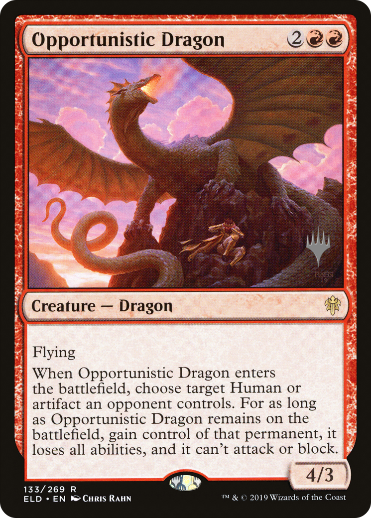 Opportunistic Dragon (PPELD-133) [Promo Pack: Throne of Eldraine Promos]