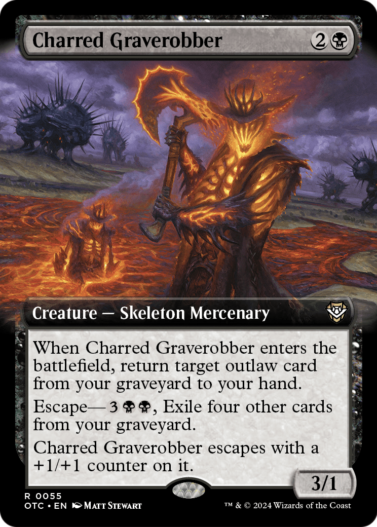 Charred Graverobber (Extended Art) (OTC-055) [Outlaws of Thunder Junction Commander]