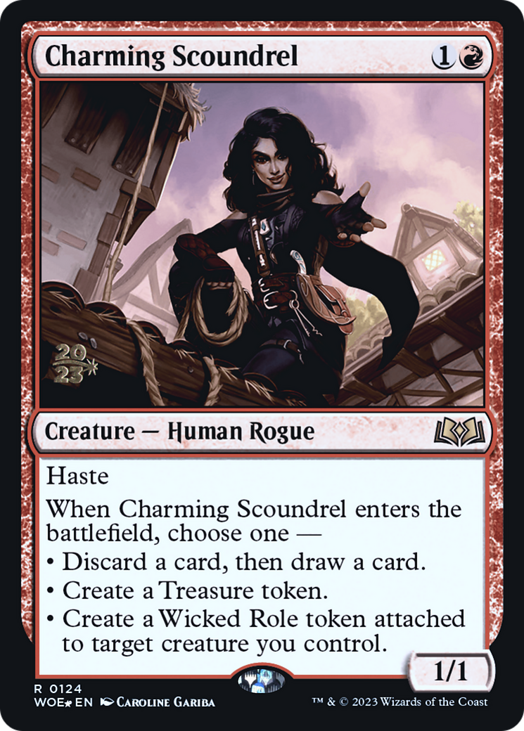 Charming Scoundrel (PRE-124) [Wilds of Eldraine Promos] Foil