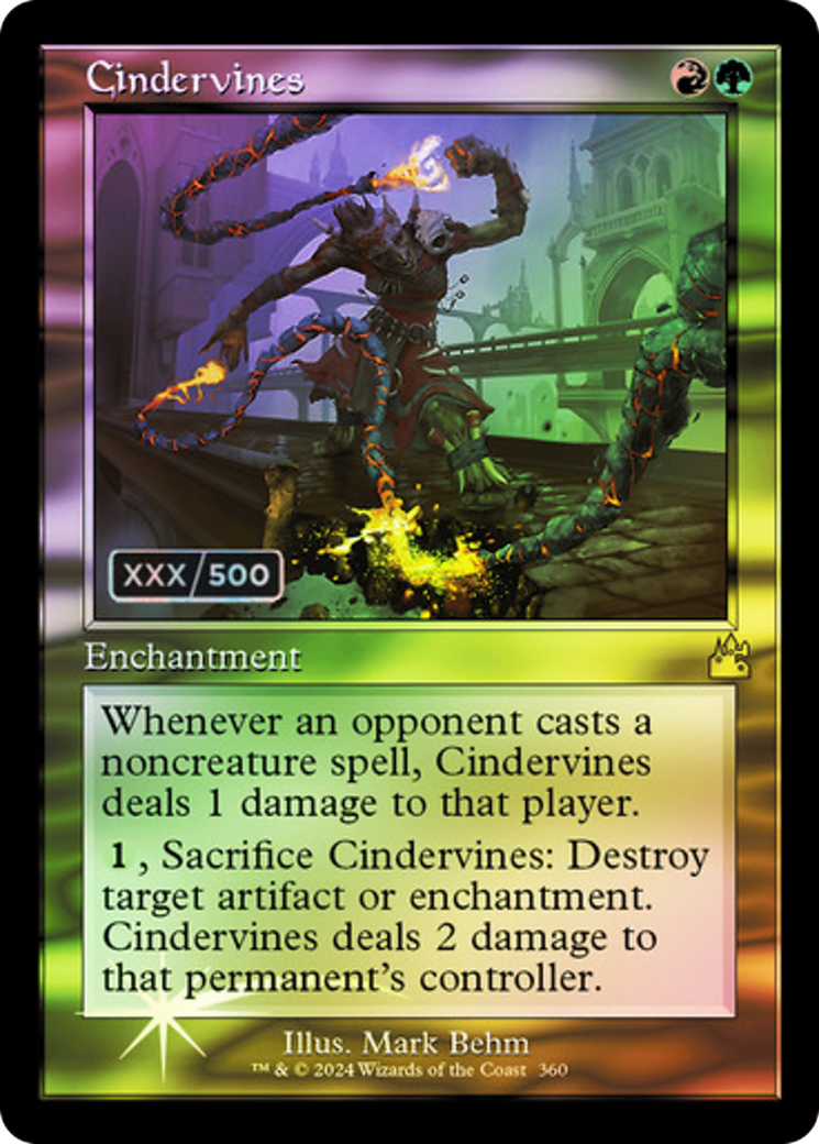 Cindervines (Retro Frame) (Serial Numbered) (RVR-360) [Ravnica Remastered] Foil