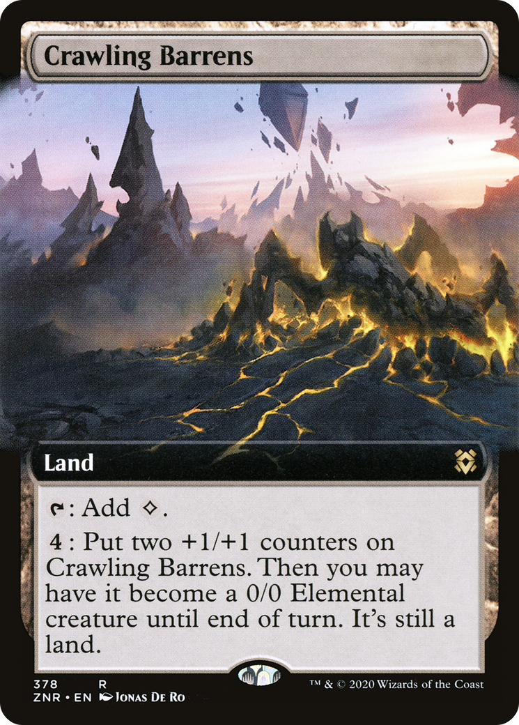 Crawling Barrens (Extended Art) (ZNR-378) [Zendikar Rising] Foil