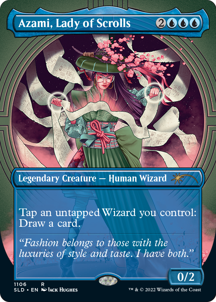 Azami, Lady of Scrolls (Borderless) (SLD-1106) [Secret Lair Drop] Foil