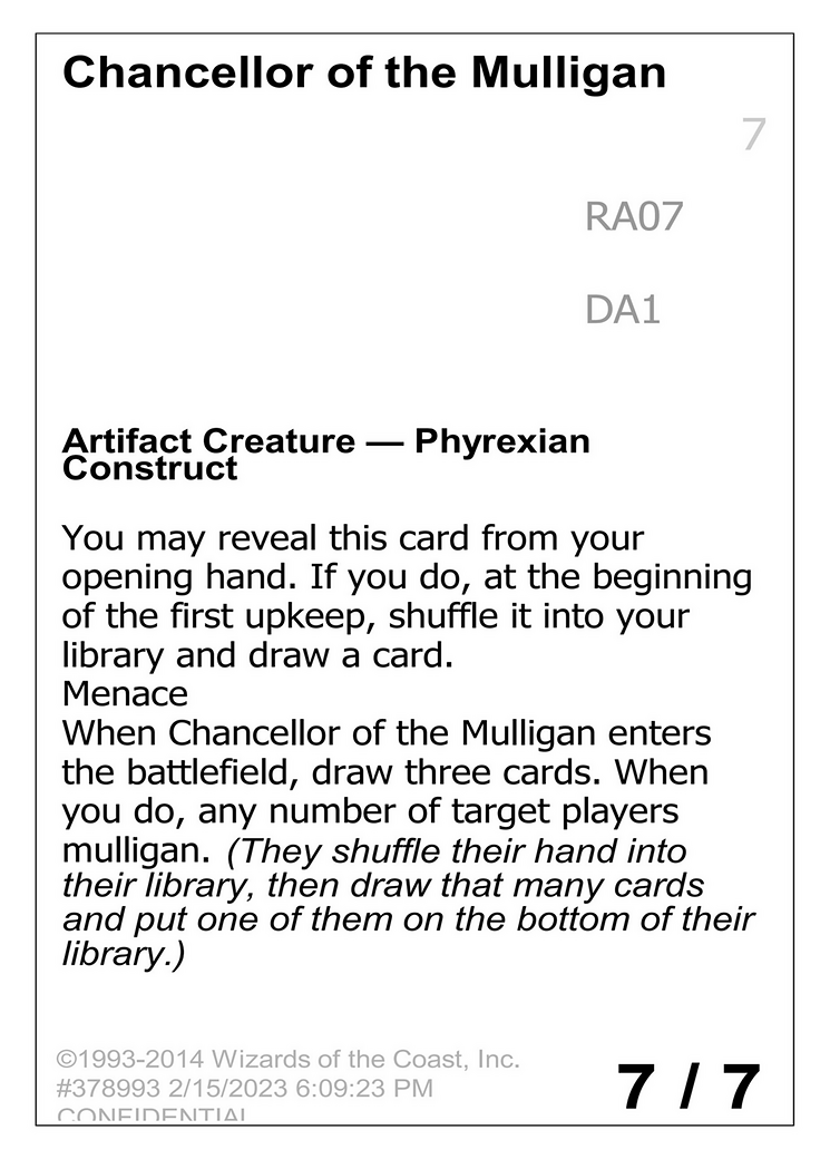 Chancellor of the Mulligan [Unknown Event]