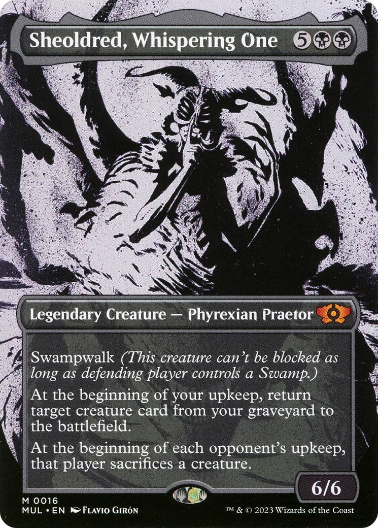 Sheoldred, Whispering One (MUL-016) (Showcase) (Borderless) [Multiverse Legends] Foil