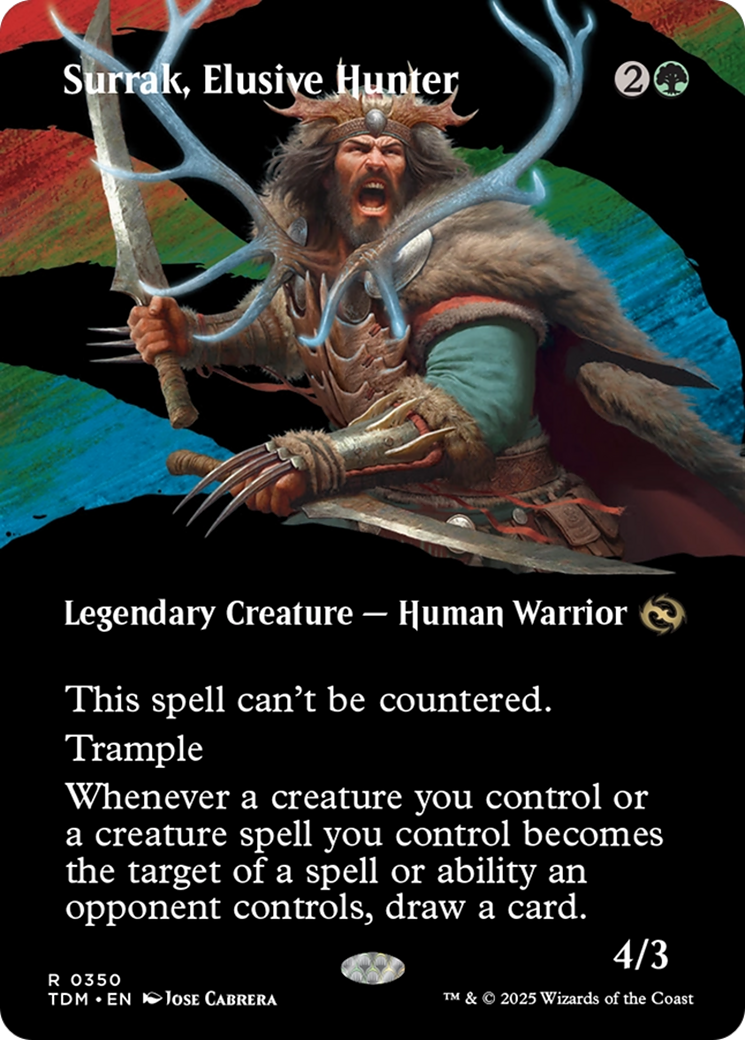Surrak, Elusive Hunter (Borderless) (TDM-350) (Showcase) [Tarkir: Dragonstorm] Foil